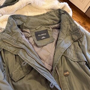 Glam Olive Green Button-Up Jacket